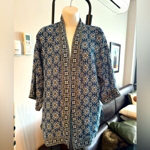 Max Studio Blue Pattern Kimono Top
